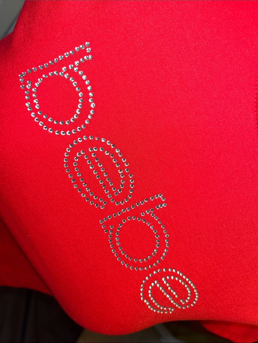 bebe Red Rhinestone Logo Crop Top - Picture 5 of 5